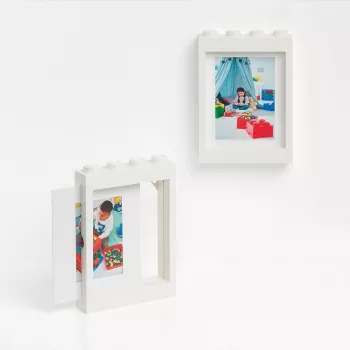 LEGO valokuvakehys PICTURE FRAME, (L)191 x (K)268 mm, valkoinen ABS-muovia, 4 nuppia, pinottava, sopii - 1 kpl