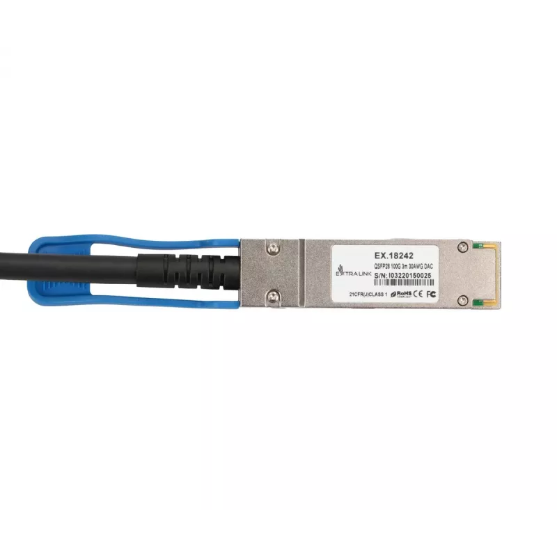 Extralink QSFP28 DAC -kaapeli 100G 3M 30AWG passiivinen verkkolähetin-vastaanotinmoduuli