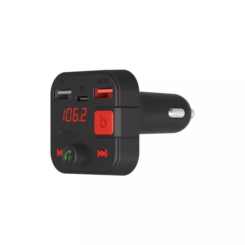SAVIO FM-lähetin, Bluetooth 5.3, QC 3.0-laturi, LED-näyttö, Bass Boost, TR-15, musta