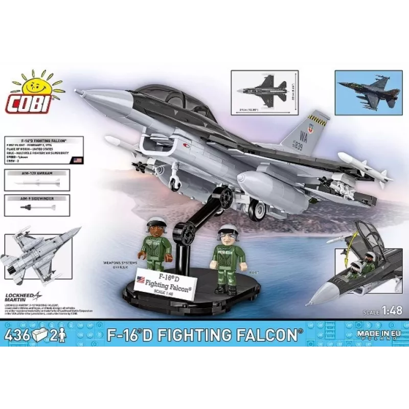 Rakennussarja Cobi F-16D Fighting Falcon, 436 osaa, mittakaavaa ei ilmoitettu