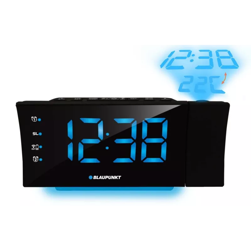 Blaupunkt CRP81USB radiokello projektiolla ja USB-latauksella, musta