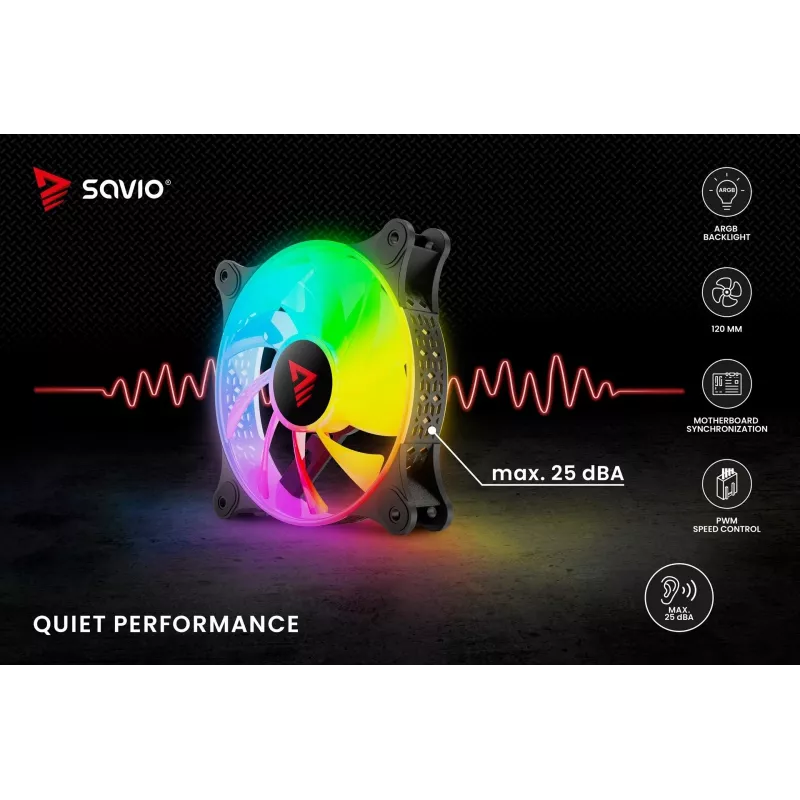 SAVIO Blast 120mm ARGB PWM kotelotuuletin - musta
