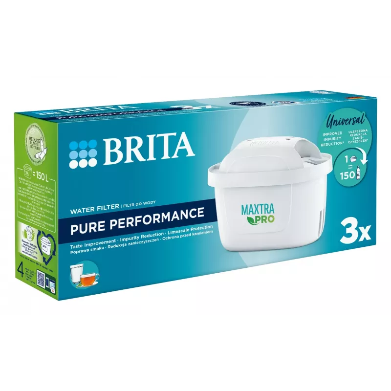 Vesifiltterikasetti BRITA Maxtra+ Pure Performance, teknopolymeeri, 150 L kapasiteetti, 3 kpl