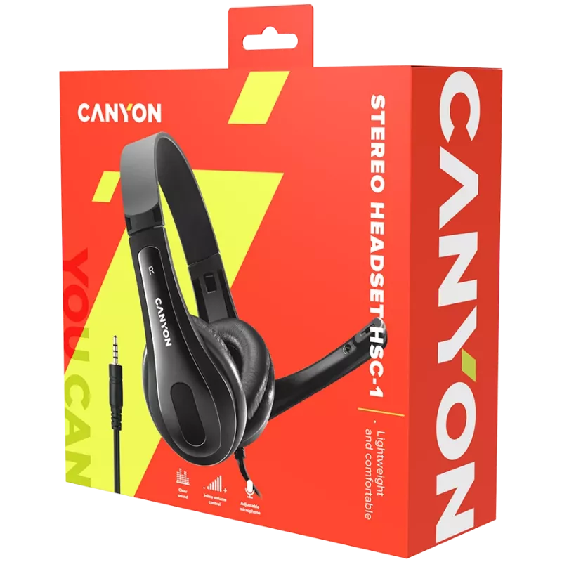CANYON PC-kuulokemikrofoni HSC-1 PC Mic Flat 2m musta