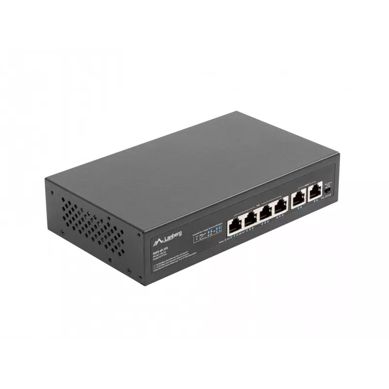 Lanberg kytkin PoE+ rack 10/19 RSFE-4P-2FE-60
