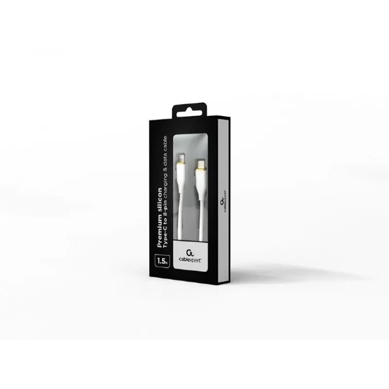 Gembird CC-USB2S-CM8PM-1.5M-W USB-C - 8-pin Lightning -kaapeli, 1,5 m, valkoinen