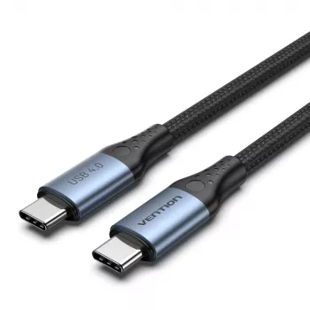 Vention USB4 Gen 3x2 Type-C–Type-C-kaapeli 1 m, 5 A, alumiiniseos, puuvillapunottu