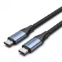 Vention USB4 Gen 3x2 Type-C–Type-C-kaapeli 1 m, 5 A, alumiiniseos, puuvillapunottu