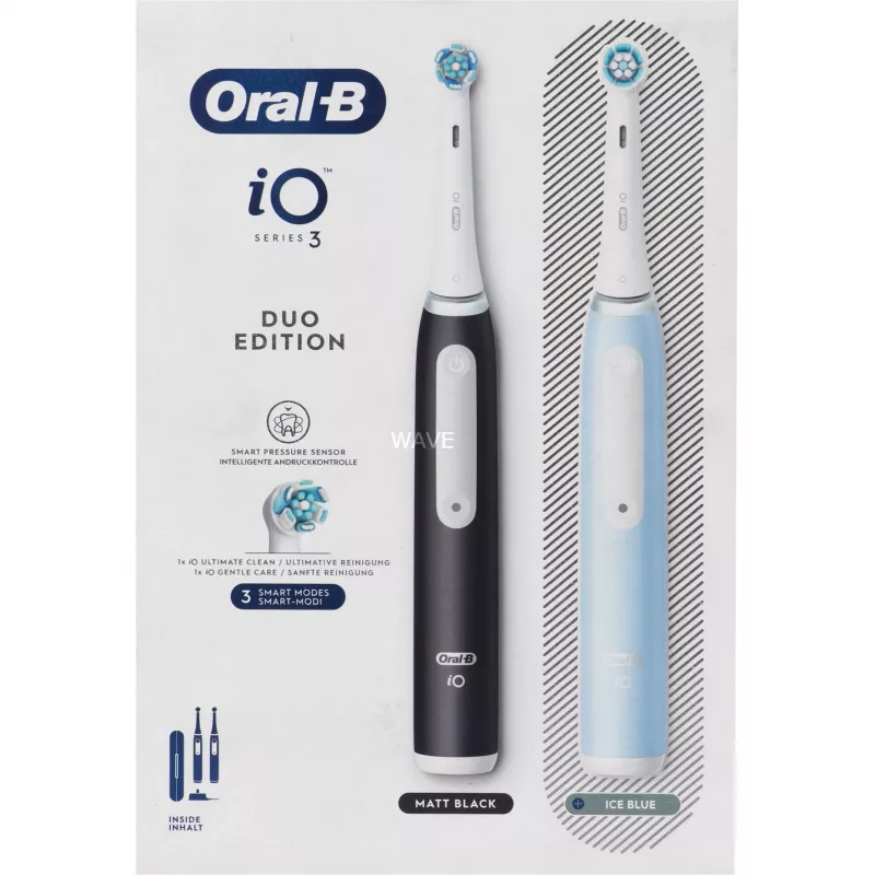Sähköhammasharja BRAUN Oral-B iO Series 3N — musta/sininen, 2 runkoa
