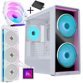 Lian Li LANCOOL 217 INF PC-kotelopaketti + HydroShift II LCD-S 360TL AIO + 3x UNI FAN SL-INF 120 Reverse Blade -tuuletin - valkoinen
