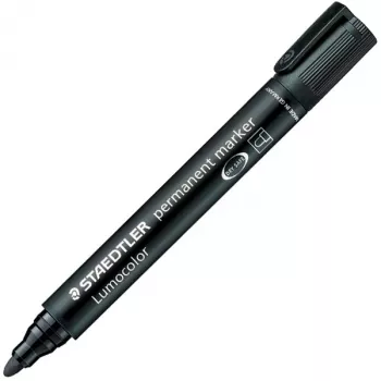 STAEDTLER Lumocolor pysyvä tussi 352, musta viivan paksuus: n. 2,0 mm, pyöreä kärki, vedenkestävä (352-9)