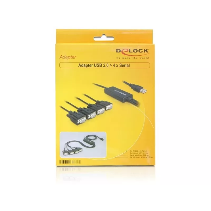 DeLock USB2.0 > 4 x sarjaporttisovitin - sarjaporttisovitin - USB - RS-232 x 4 (61887)