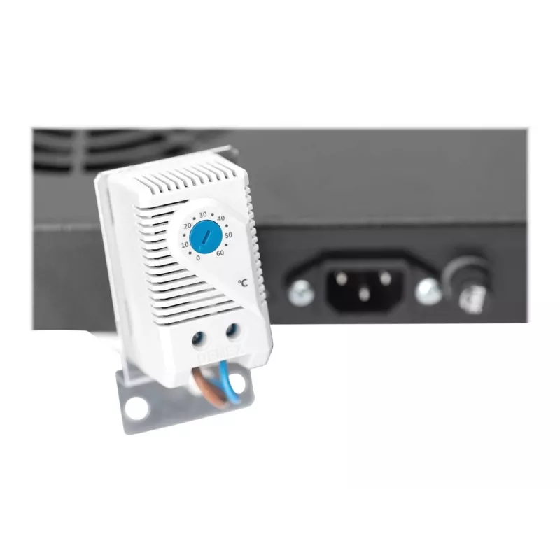 Digitus DN-19 FAN-4-HO-SW 19 tuuman kattotuuletusyksikkö, 4 tuuletinta, termostaatti, musta
