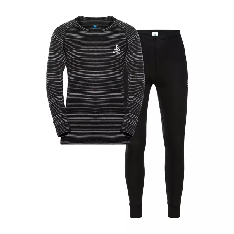 Odlo Set pitkä ACTIVE WARM ECO SET lasten alusvaatesetti, koko 104 cm, musta ja harmaa
