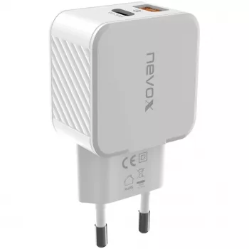 nevox USB PD Type-C + USB QC 3.0 laturi 30 W valkoinen (2009)