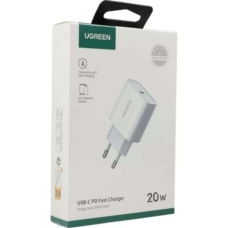 Ugreen USB Power Delivery 3.0 Quick Charge 4.0+ 20W 3A verkkolaite (valkoinen)