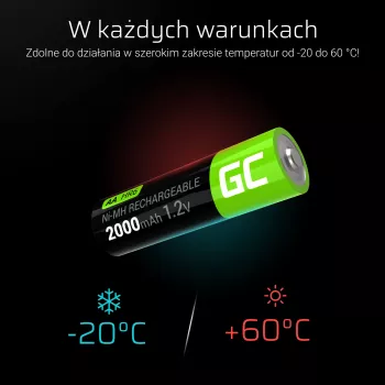 Ladattava akku Green Cell GR06 AA NiMH 1,2 V 2000 mAh, 2 kpl, 50,5 mm