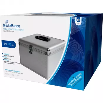 MEDIARANGE BOX76 - säilytyslaatikko - 300 levyä - hopea - fleece - muovi - puu - 120 mm - alumiini