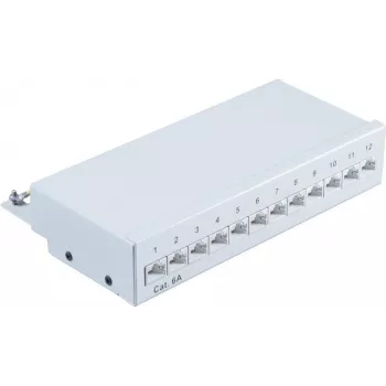 Patch-paneeli 1U ShiverPeaks BS75077 RJ-45 Cat6a harmaa metalli