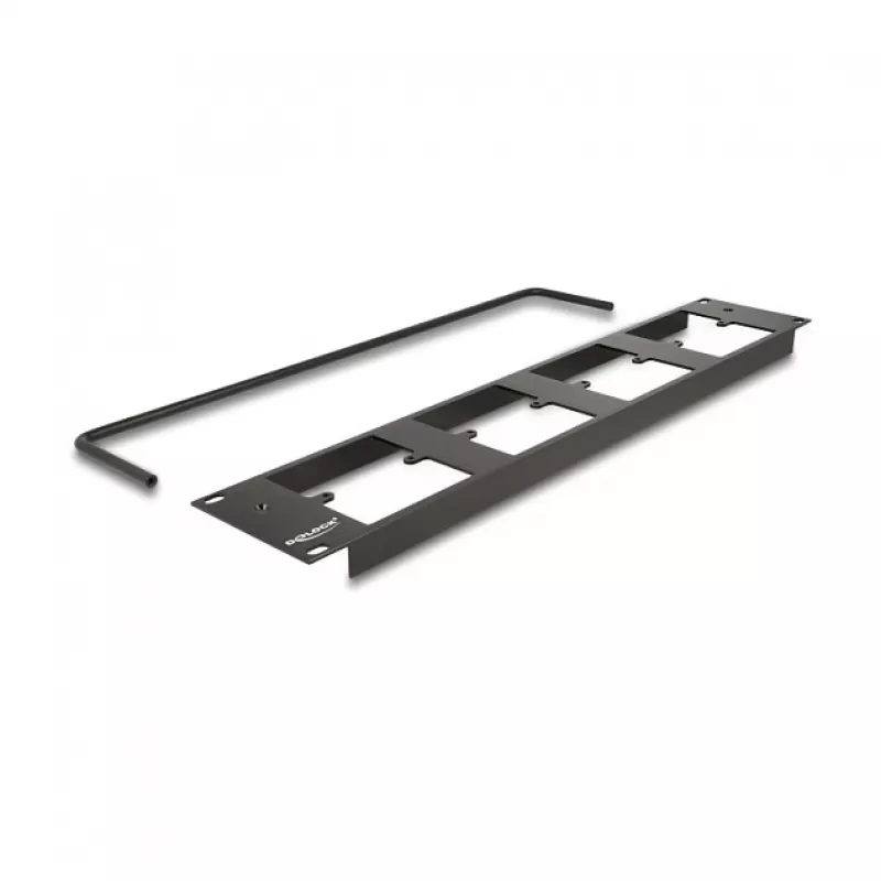 Delock 88195 D-tyypin 19" kytkentäpaneeli 4 levyllä 86 x 86 mm, 4 porttia, 2U, musta