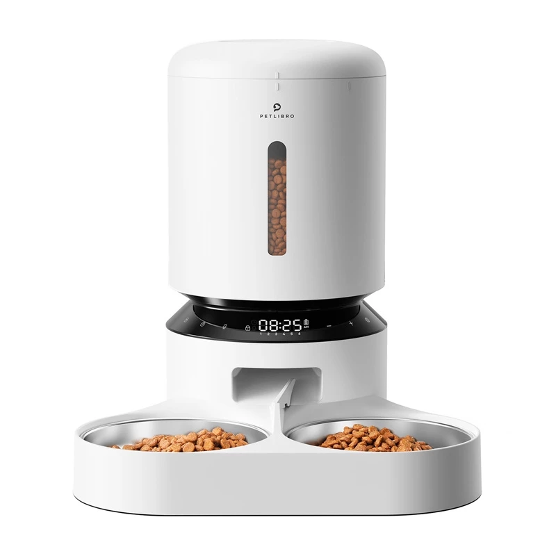 Automaattinen ruokinta-automaatti Aptel Granary kaksoiskupilla 5 L, valkoinen