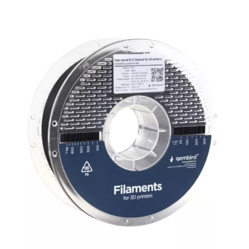 3D-tulostusfilamentti Gembird PLA 1,75 mm musta 1 kg kela