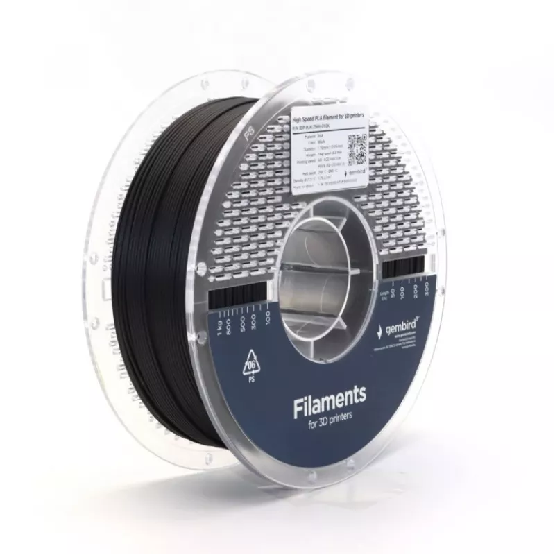 3D-tulostusfilamentti Gembird PLA 1,75 mm musta 1 kg kela