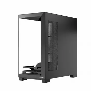 PC-kotelo MODECOM Volcano Stellar NF ATX Midi Tower, karkaistu lasi, musta, tukee ATX/micro ATX, GPU jopa 420 mm, CPU-jäähdytin 175 mm