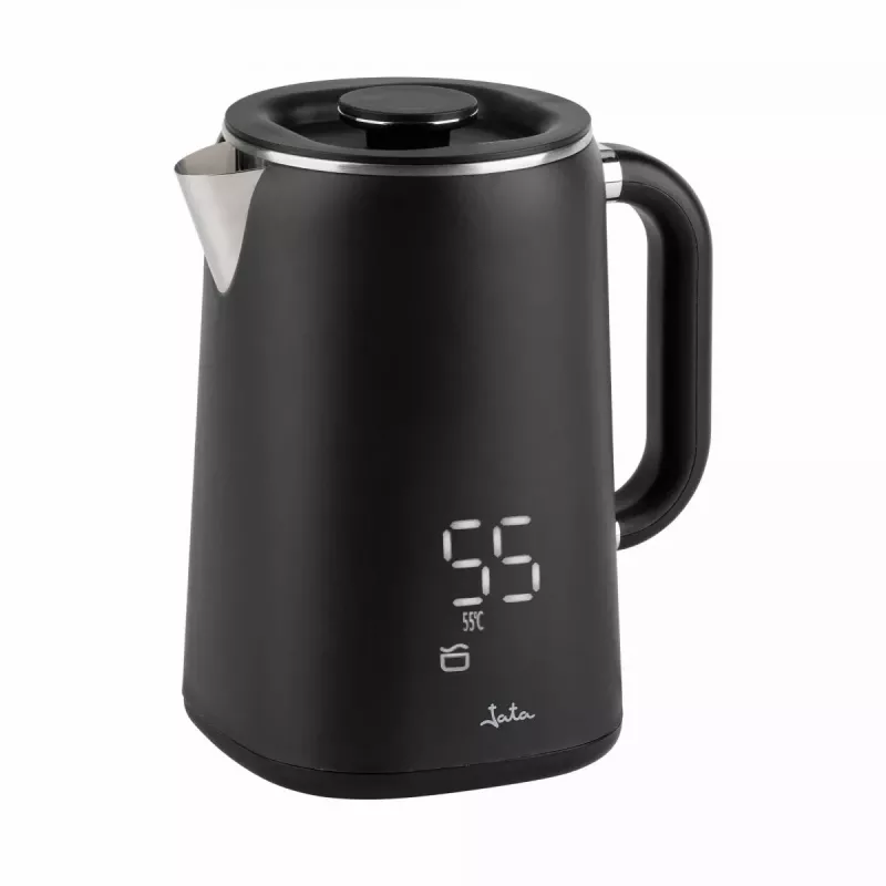 Jata JEHA1575 sähkökeitin, 1,7 l, 1500 W, 5 lämpötila-asetusta, musta/ruostumaton teräs