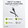 Goobay USB-C-kaapeli Fabric Supersoft metalliliittimillä, 2 m, musta (2m, USB 2.0, 60W), USB-kaapeli