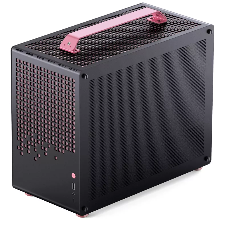 Jonsplus MATX Handle Case Z20 musta-pinkki – Mini/Micro/Flex-ATX-kotelo kantokahvalla
