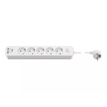 Jatkopistorasia Goobay 5-osainen kytkimellä ja USB:llä