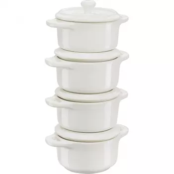 Staub Mini Cocotte setti 4-osainen pyöreä, keramiikka, norsunluuvalkoinen (1009383)