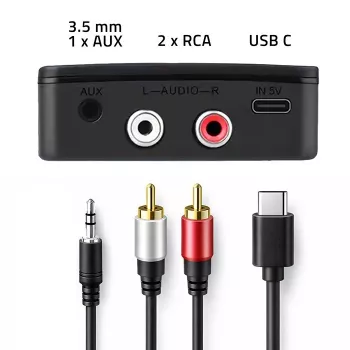 QOLTEC langaton HiFi-audiolähetin/vastaanotin malli 56981 — Bluetooth/Line-In-audiosilta
