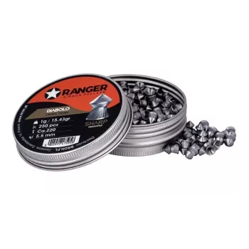 Diabolot RANGER PRORO 5,5 mm, diabolo-muoto, hopea, 250 kpl, alumiiniannostelija