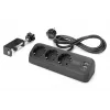 Jatkojohto DIGITUS 3-osainen 2×USB-A & 1×USB-C, 3 AC-pistorasiaa tyyppi E/F, 1,5 m kaapeli, musta