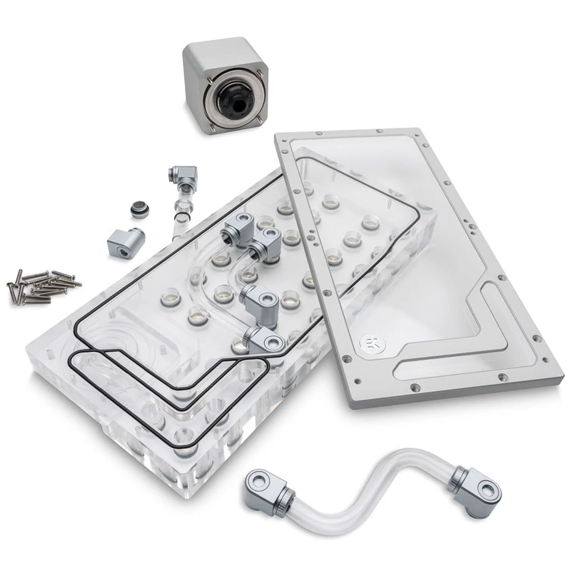 Distroplate ek water blocks EK-QuantumX Loophole D5 PWM hopea — jakolevy D5-pumpulle, hopeapinta
