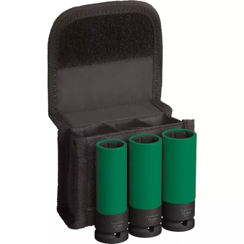 Iskuvääntösarja Bosch PRO 1/2 inch, 3-osainen, syvät hylsyt vannesuojalla