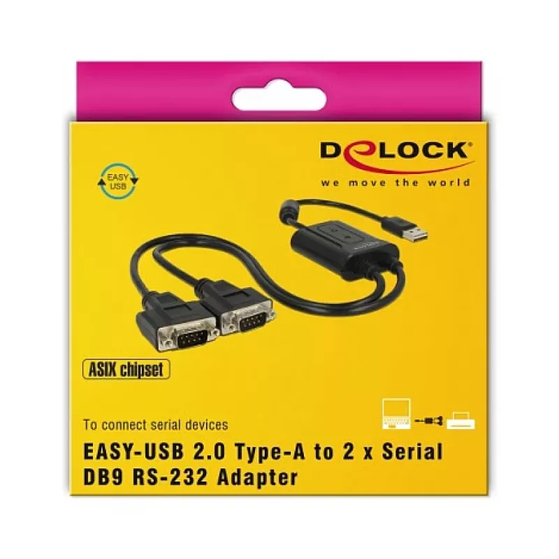 Sarjakaapeli DeLOCK 63950 USB 2.0 Type-A 2 x RS-232 DB9 musta 0,6 m