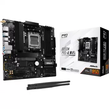 Emolevy ASRock B850M Pro-A WiFi micro ATX – AMD B850, kanta AM5, DDR5, 4x DIMM, 256 GB, Wi-Fi, 2,5 Gb LAN