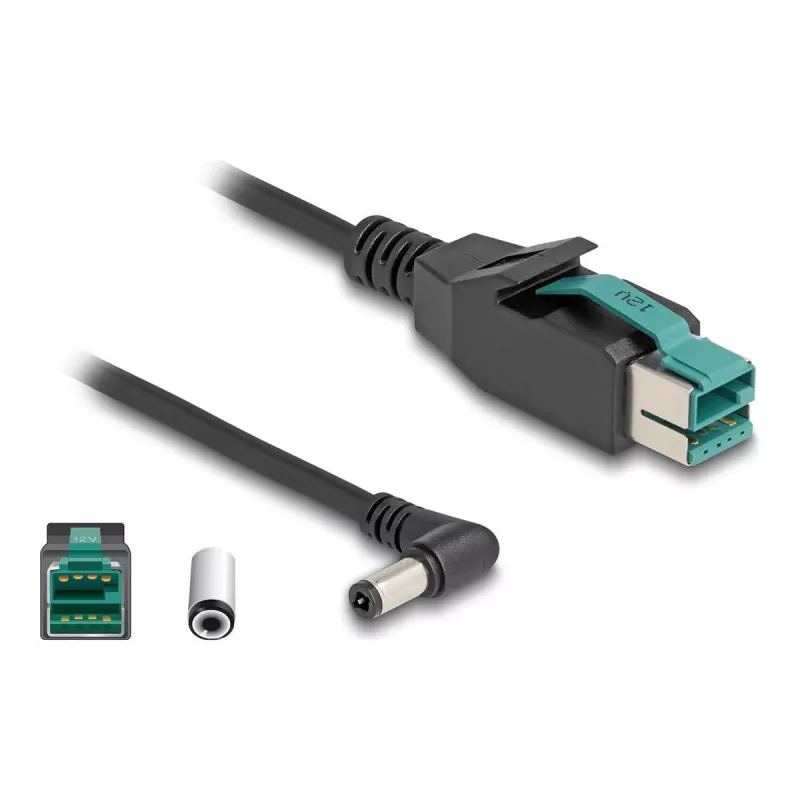DeLOCK PoweredUSB-kaapeli pistoke 12 V DC 5,5 x 2,5 mm pistoke kulma 1 m
