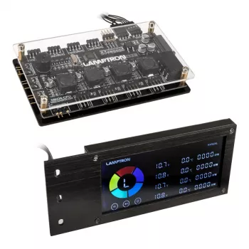Lamptron SM436 PCI tuuletin- ja RGB-LED-ohjain, musta