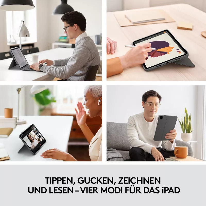 Combo Touch -kotelo näppäimistöllä US iPad Pro 11 1,2,3 gen harmaa