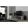 TV-taso cama meble SOHO 140 — 1400×430×370 mm, valkoinen kansi, lastulevy, valkoinen runko, valkoinen/harmaa kiiltävä