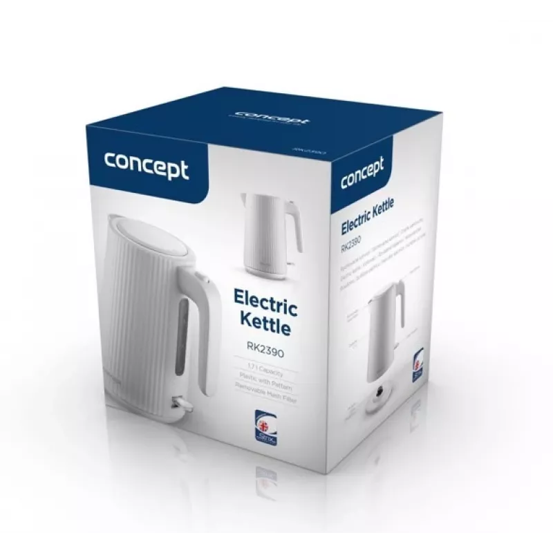 Vedenkeitin Concept Solution RK2390, muovikotelo, 1,7 L, valkoinen