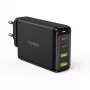 CHOETECH GaN 140W 4-porttinen laturi — 2x USB-C, 2x USB, musta (PD6005)