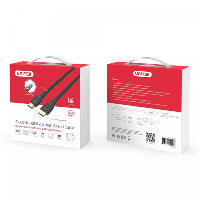 Unitek kaapeli HDMI 2.0, 4K 60Hz, C11068BK, 7 m