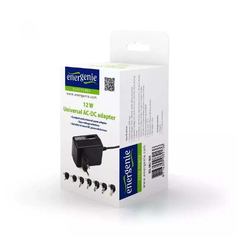 EnerGenie EG-MC-008 verkkoadapteri/muunnin sisäkäyttöön 12 W musta
