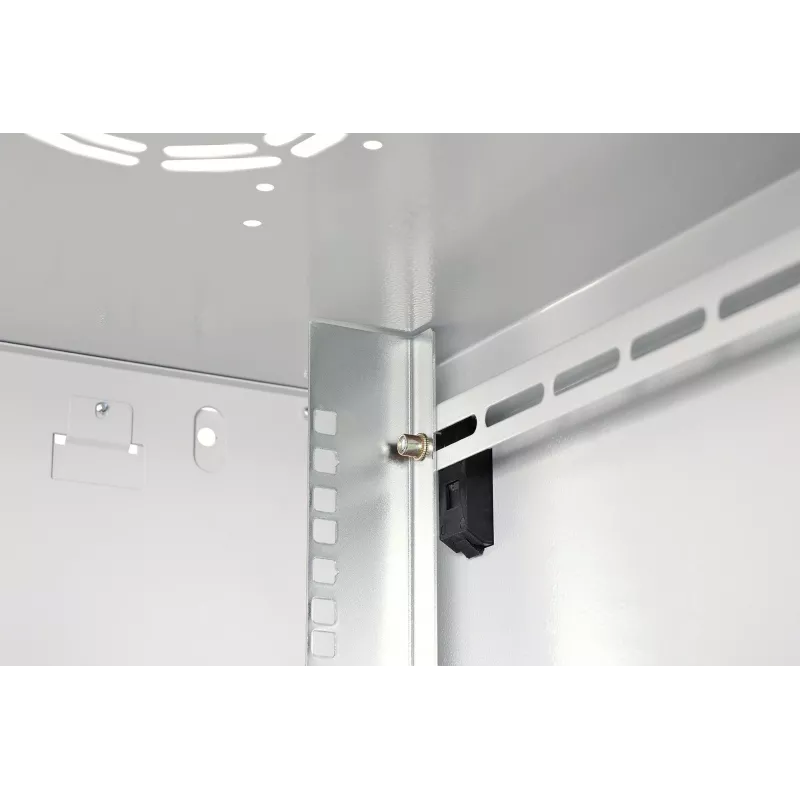 Seinäkiinnitteinen 19 tuuman räkkikaappi DIGITUS Dynamic-N DN-37106 — 9U, 600x600 mm, IP20, avainlukko