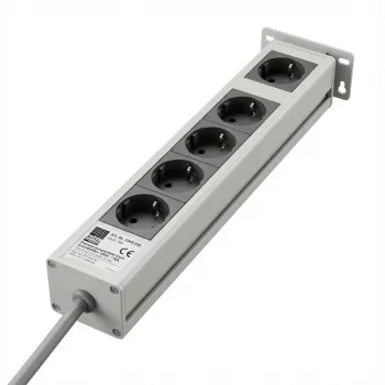 Rittal 7240230 19" räkkiverkkovirtalista, 1U, ylijännitesuoja häiriösuodattimella, 5 pistorasiaa, 230 V/16 A, 2 m
